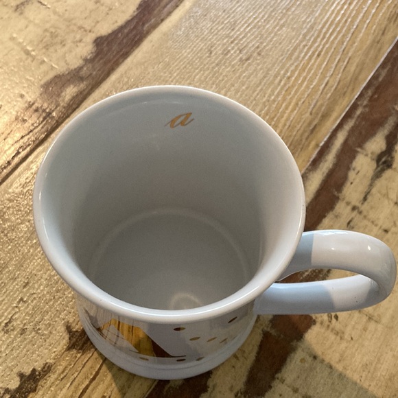 GLASS COFFEE MUG, WHITE WITH THE GOLD LETTER “A” & GOLD DOTS! ☕️ - Picture 3 of 3